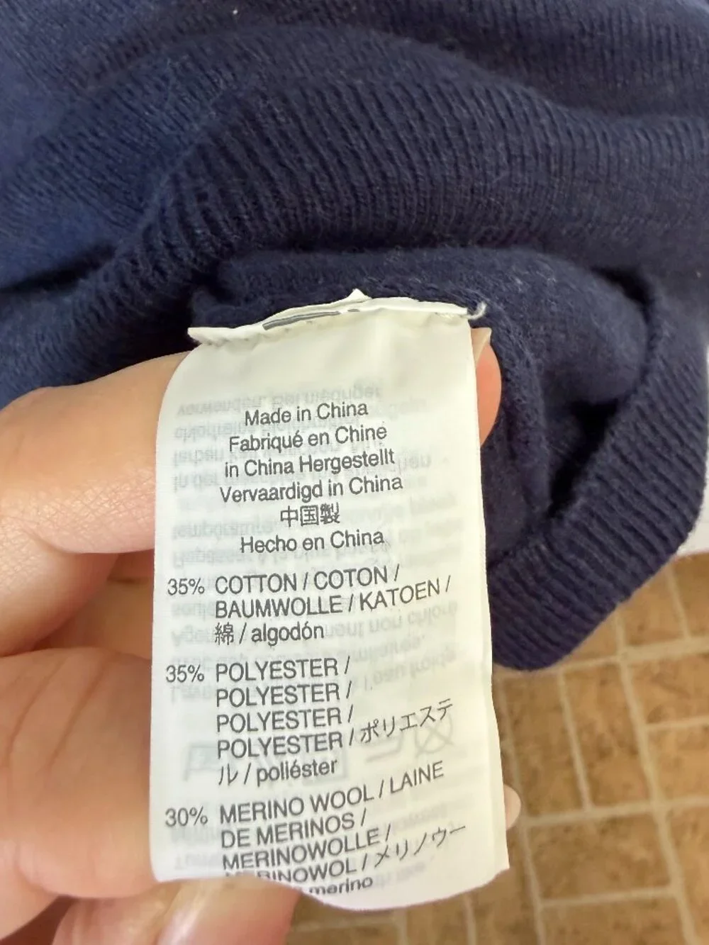 J. Crew Mercantile Navy V Neck Merino Wool Blend Sweater